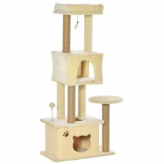 Árbol Rascador Para Gatos Pawhut Color Beige 60 Cm X 34 Cm X 136 Cm 1 Árbol Rascador Para Gatos Pawhut Color Beige 60 Cm X 34 Cm X 136 Cm