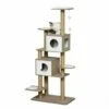 Árbol Rascador Para Gatos Pawhut Color Blanco Y Marrón 80 Cm X 48 Cm X 177 Cm