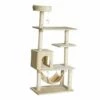 Pawhut árbol Rascador 5 Plantas Beige Para Gatos 152 Cm X 70 Cm X 40 Cm