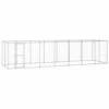 Vidaxl Perrera Con Puerta De Bisagra Plateada Para Perros 1210 Cm X 220 Cm X 180 Cm