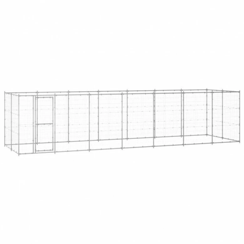 Vidaxl Perrera Con Puerta De Bisagra Plateada Para Perros 1210 Cm X 220 Cm X 180 Cm 1 Vidaxl Perrera Con Puerta De Bisagra Plateada Para Perros 1210 Cm X 220 Cm X 180 Cm