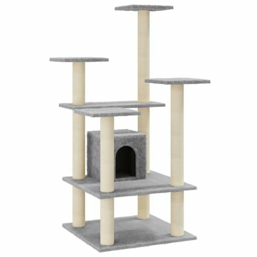 Vidaxl Rascador árbol 4 Pisos Con Casa De Sisal Gris Para Gatos 60,5 Cm X 60 Cm X 110 Cm 1 Vidaxl Rascador árbol 4 Pisos Con Casa De Sisal Gris Para Gatos 60,5 Cm X 60 Cm X 110 Cm